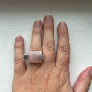 Sterling silver 925 Pink quartz Stone Ring